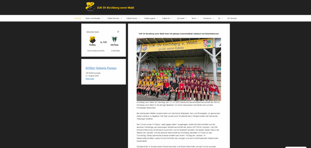 Screenshot Sportverein DJK Kirchberg